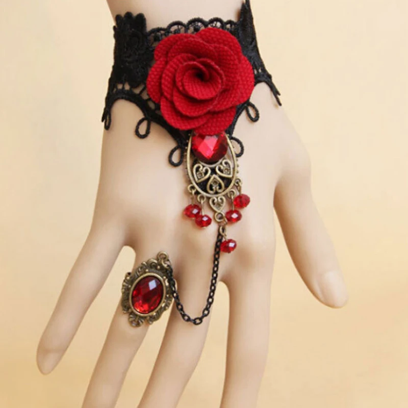 Винтажные кружевные браслеты с цветами на запястье для женщин и девушек