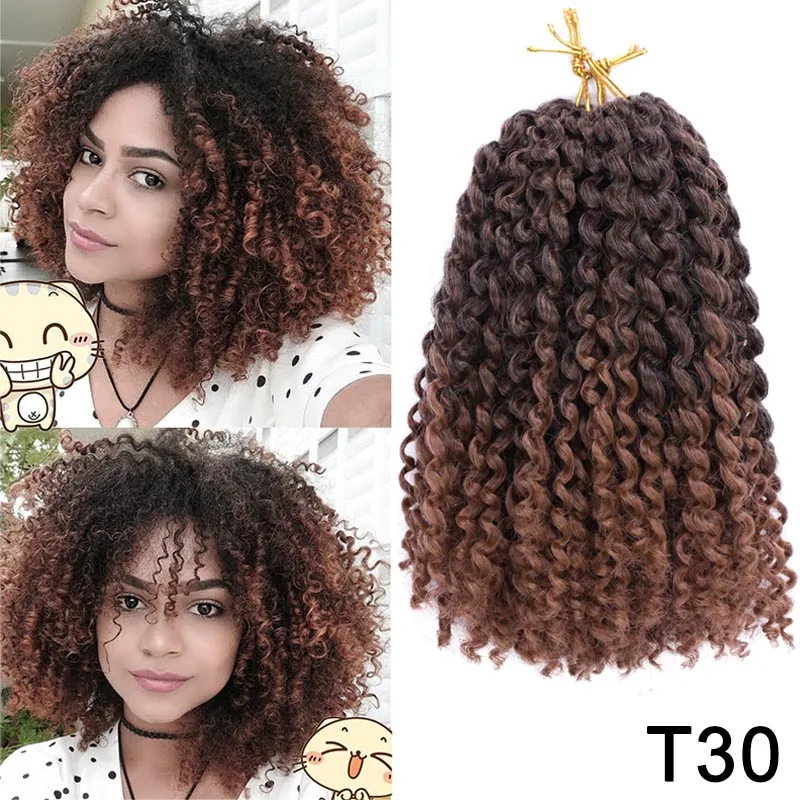T1B/30 12 дюймов, синтетические локоны, косички Marley, Боб, вязанные крючком косички, 8 дюймов, Омбре, кудрявые волосы, косички, косички для наращивания волос для женщин - Цвет: T1B/30