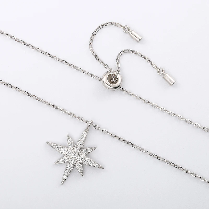 

Pure silver light luxury design snowflake meteor necklace individual European and American style rice word collarbone neck chain