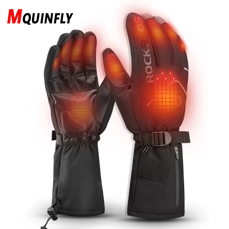 

MQUINFLY Men Gloves Women Winter Bike Cycling Motocross Gloves Windproof Long Finger Sports Heated Motorcycle Gloves Accessories