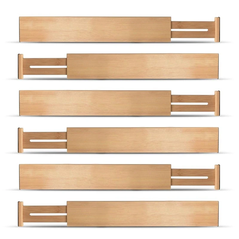 

AFBC Adjustable Expandable Dividers Bamboo Drawer Divider Drawer Organizers Natural Bamboo Best for Kitchen, Dresser, Bedroom, B