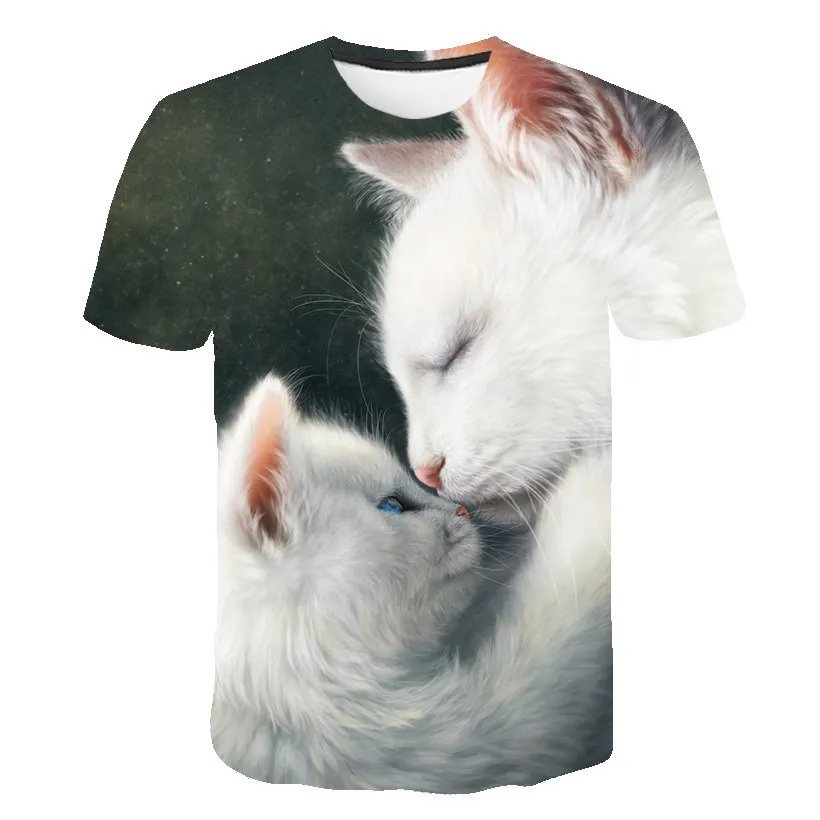 

Two Cats Print 3d t shirt Summer Short Sleeve T Shirts Male T Shirts S-6XLNew for 2021 Cool Fashion T Shirt For Men O Neck