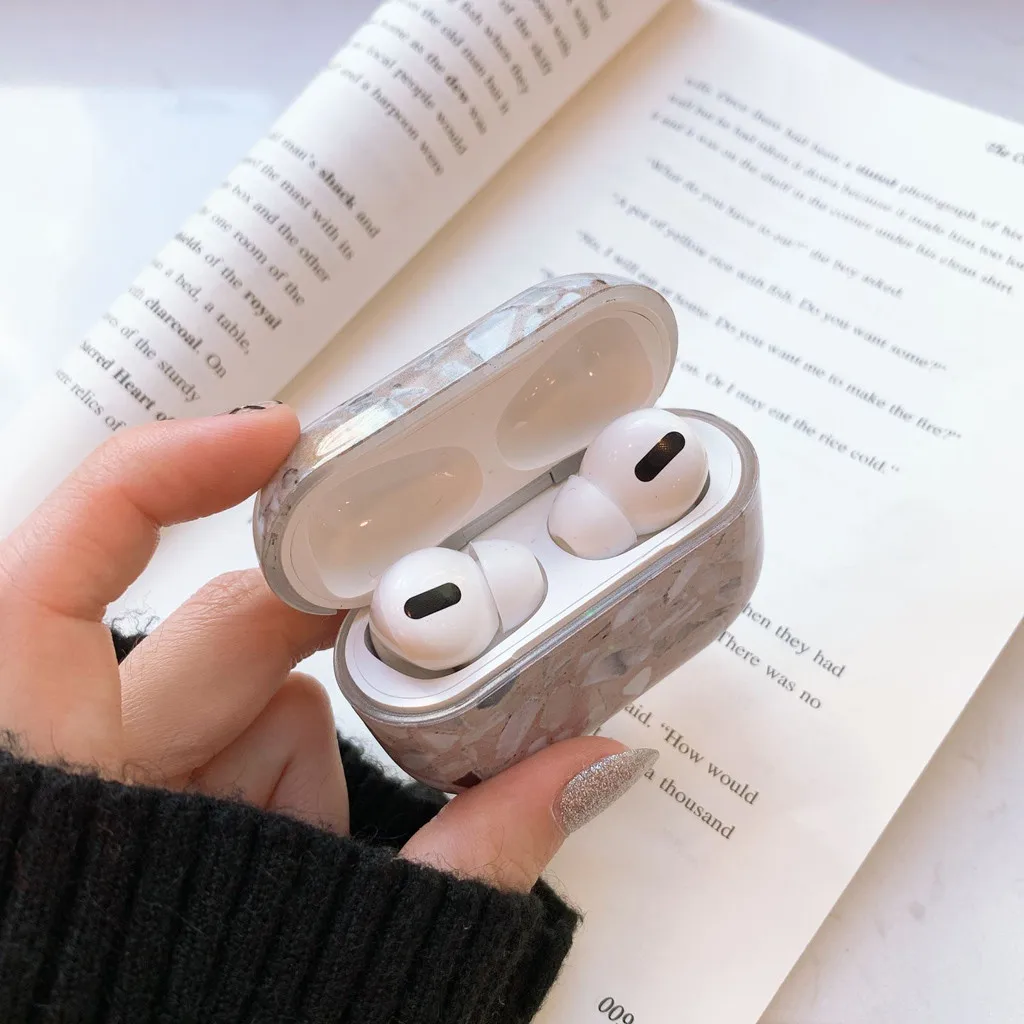 

For AirPods Pro Case Earphone Headphone Case Smooth Imitation Granite Stone PC Earphone Cover Case Protector