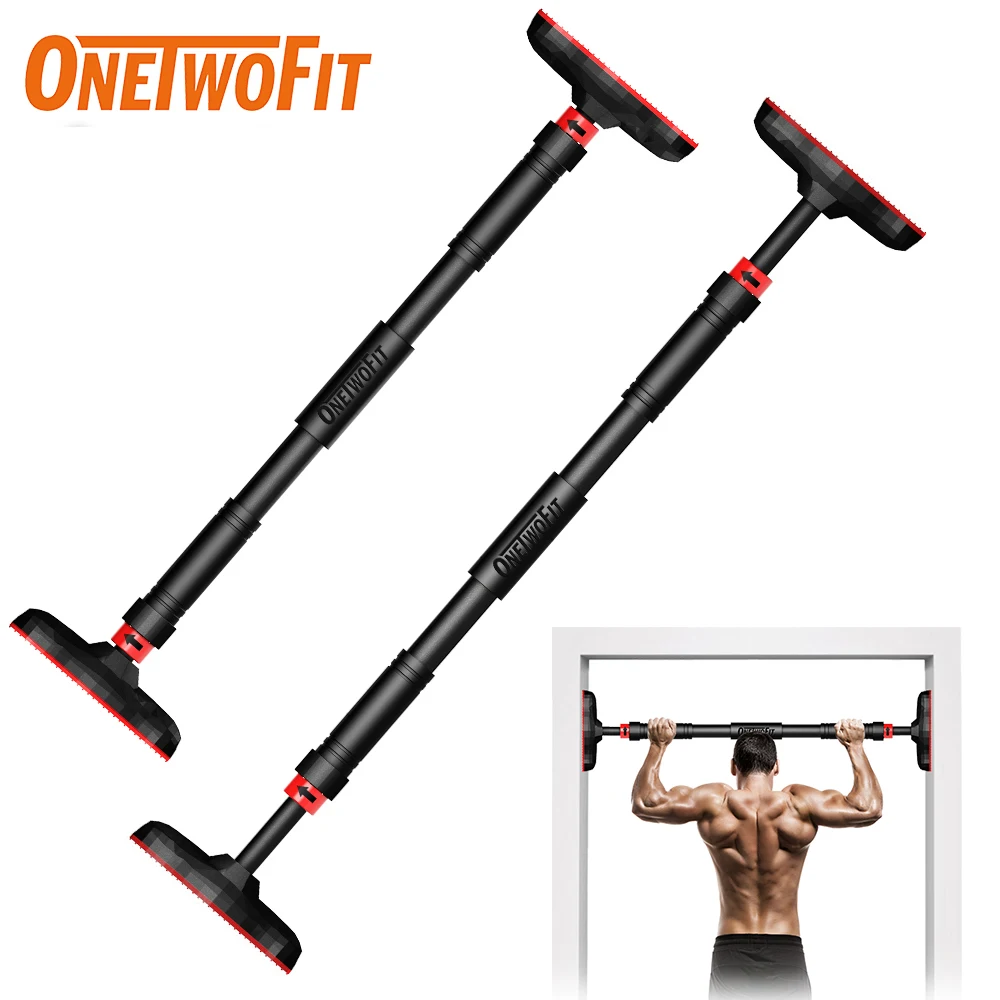 

ONETWOFIT Adjustable Door Horizontal Workout Bar Home Gym Chin Up Pull Up Training Bar Door Frame Exercise Fitness Equipment