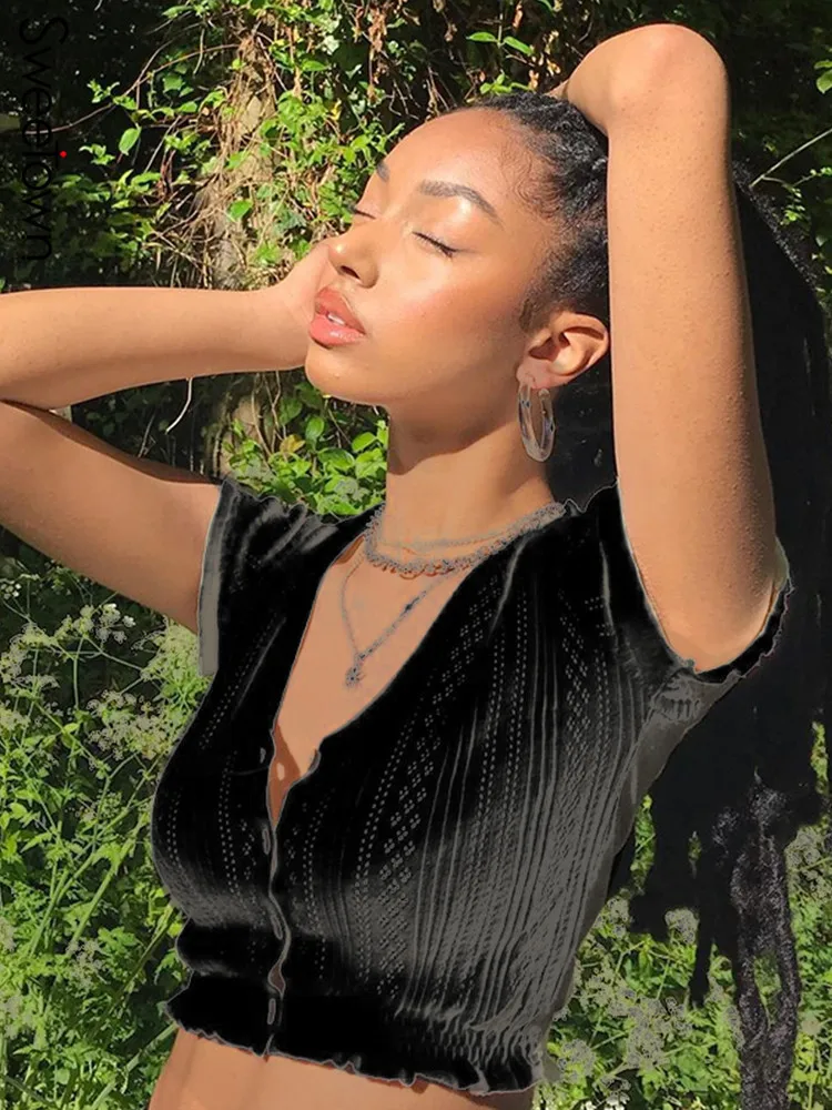 

Женский трикотажный кардиган с V-образным вырезом и оборками