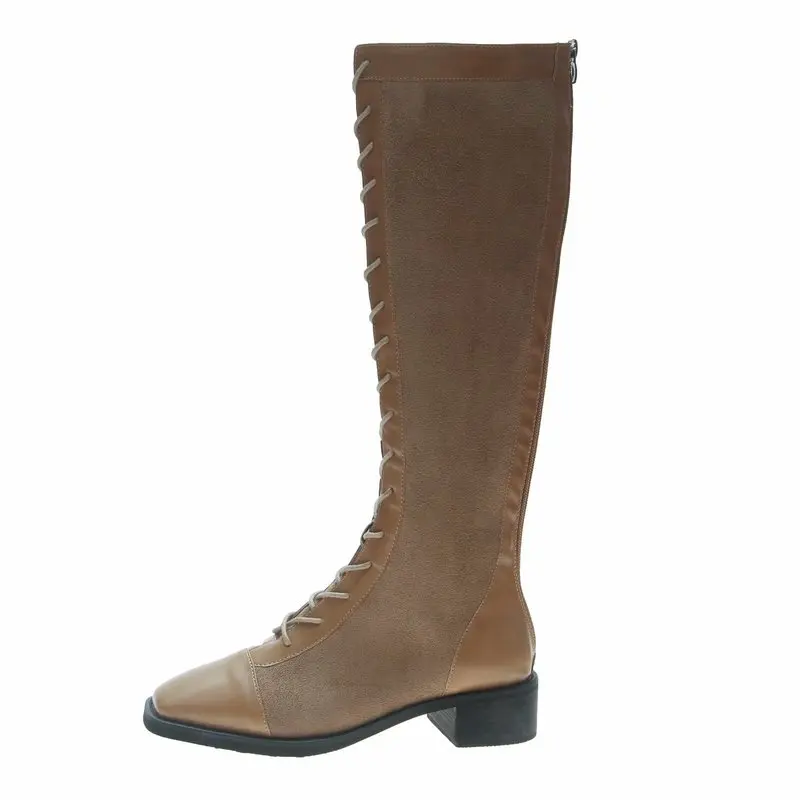 Повседневные женские ботинки на молнии Ботинки с квадратным носком Женская