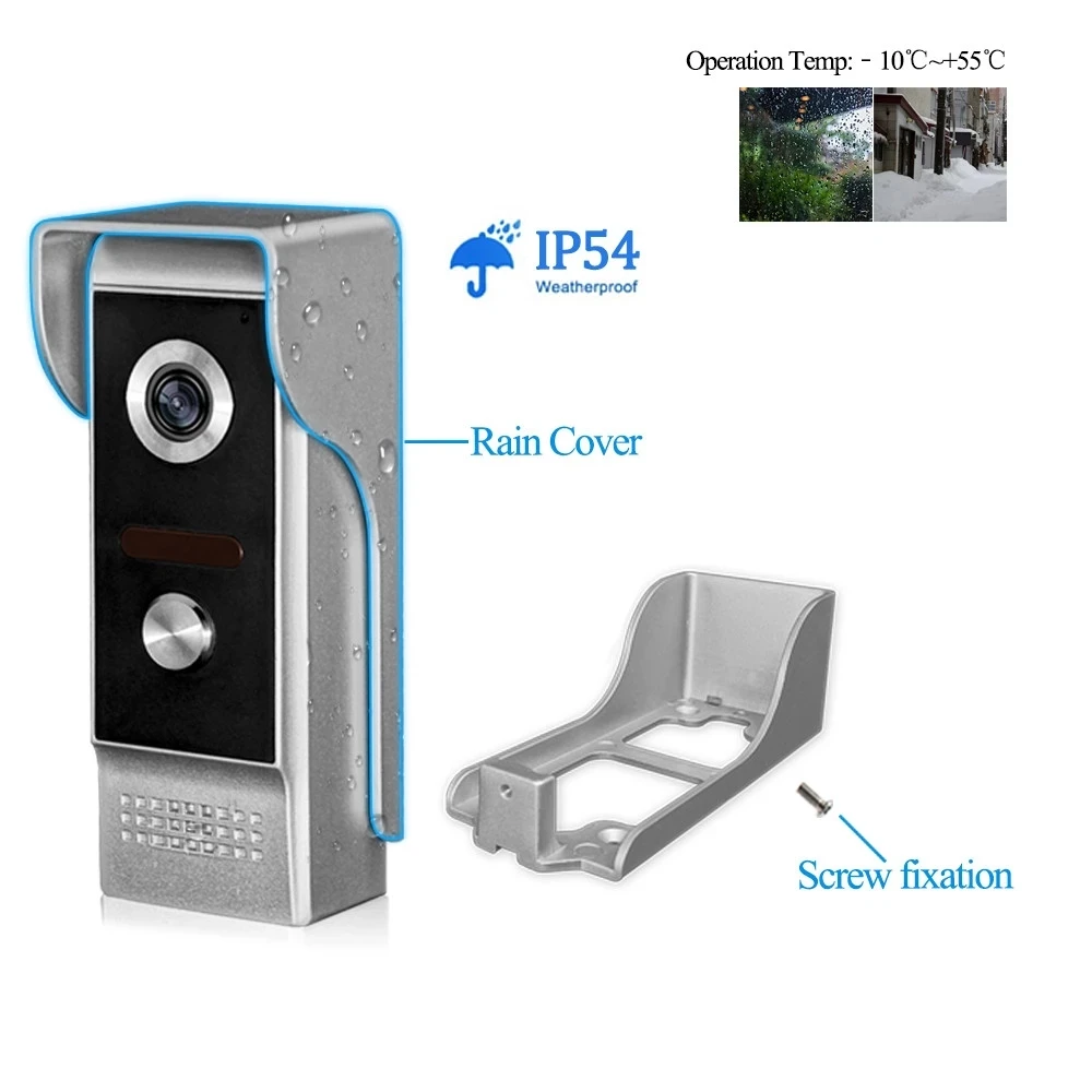 

7 Inch Touch Screen Video Intercom System Doorphone Waterproof Night Vision Camera Doorbell Access Control Intercom System