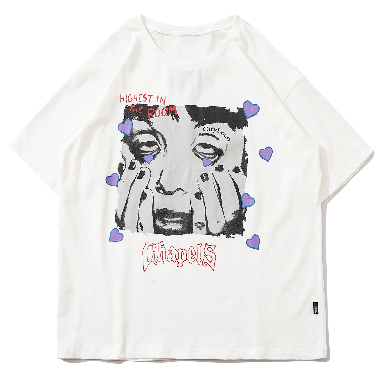 

2021 New Summer Men Hip Hop Streetwear Tshirt Funny Face Letter Printed T Shirt Harajuku Cotton Short Sleeve Tops Black