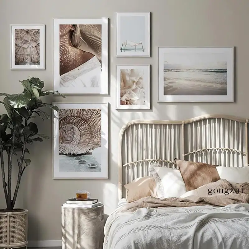 

Seaside Landscape Nordic Posters Fashion Lady Canvas Painting and Prints and Prints Modern Wall Art Pictures Bedroom Home Decor