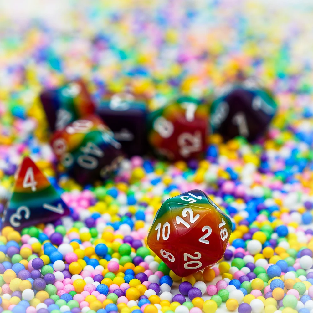 7 шт./компл. Rainbow игральные кости DND D & Dice D4 D6 D8 D10 % D12 D20 набор многогранных игральных
