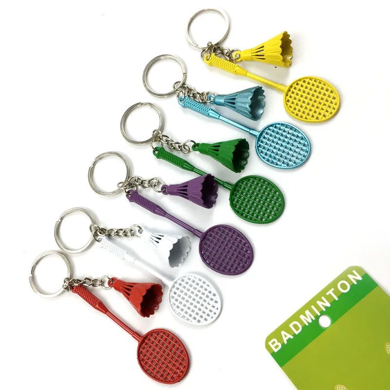 mixed colors По DHL 100 шт./лот Новые горячие металлические брелки для бадминтона из цинкового сплава красочные брелки для бадминтона Розничная упаковка - Цвет: mixed colors