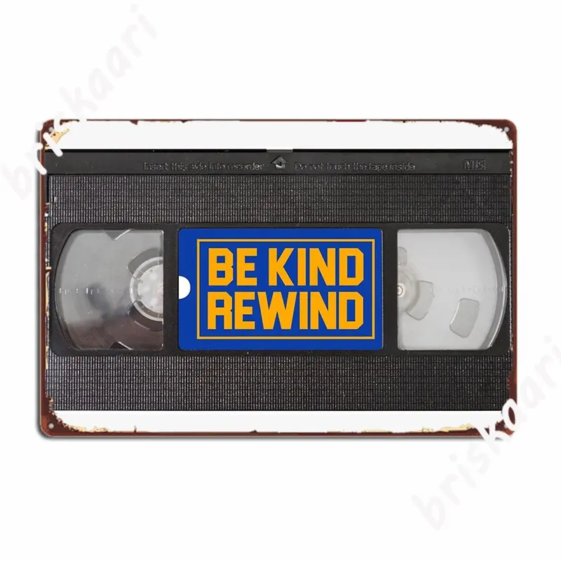 Блокбастер Видео Аренда Vhs Будь Любезен ПеремотайтеМеталлические Знаки Забавный Кинотеатр Гараж Клуб Бар Винтажный Постер