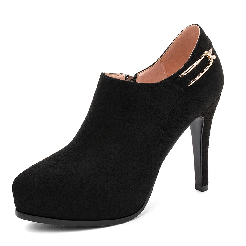 Женские туфли лодочки на платформе SmallHut винтажные черные из флока с