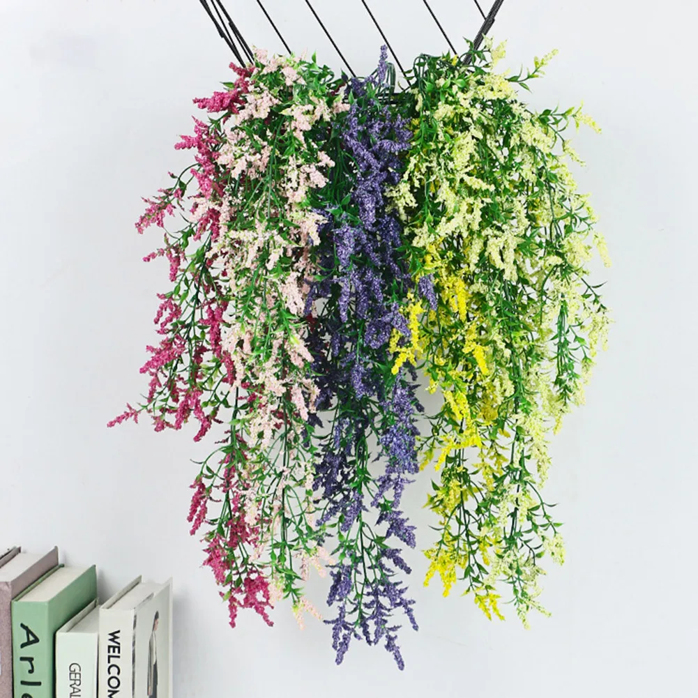 

2 Pcs Artificial Hanging Lavender Plants Vine Fake Ivy Leaves Garland Foliage Flowers Creeper Wall Home Garden Wedding Decoratio
