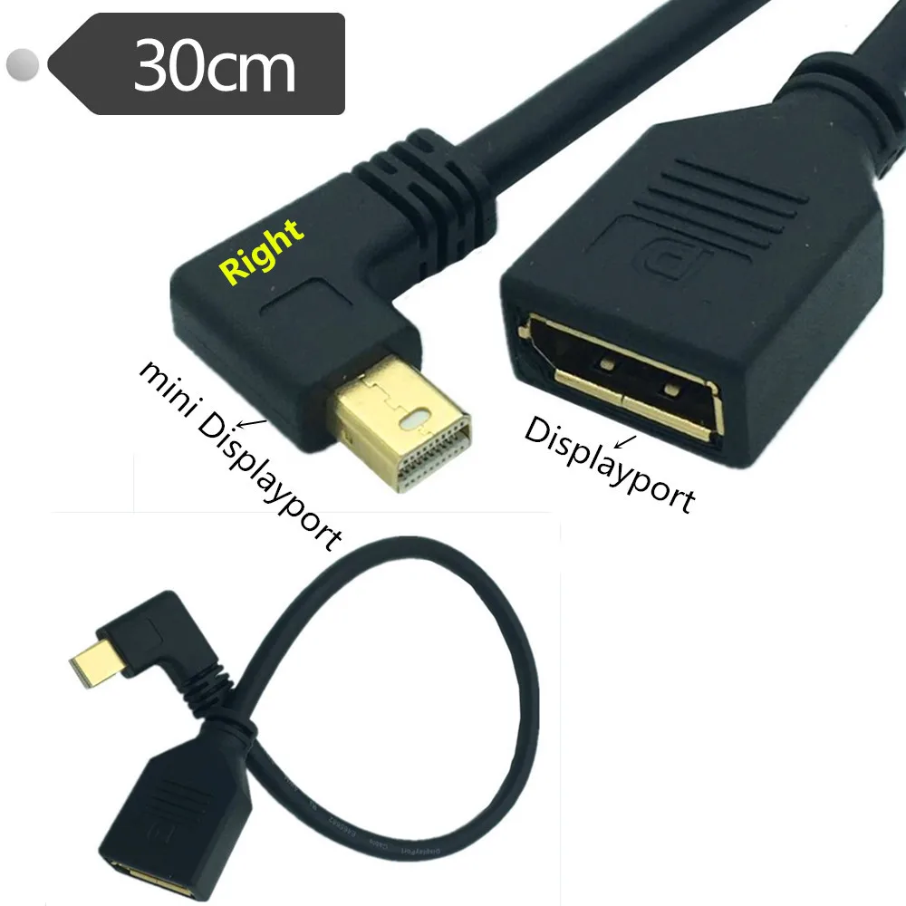 

DisplayPortFemale Mini DisplayPort Мужской левый/правый угол кабель 0,3 м