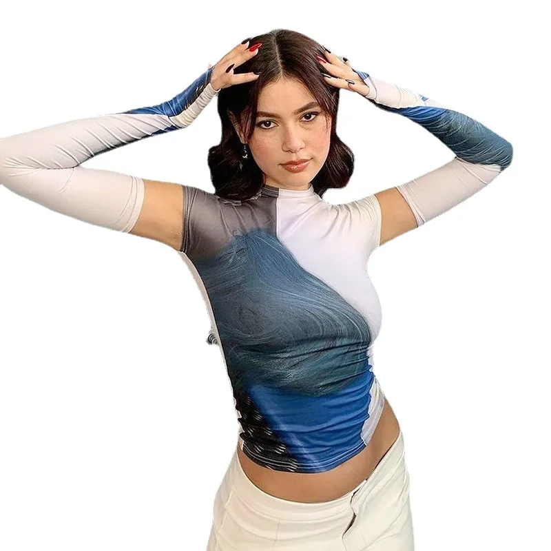 

Women's 2021 Summer New Product Bump Color Printing Cultivate One's Morality Round Collar T-shirt Coat Sleeves