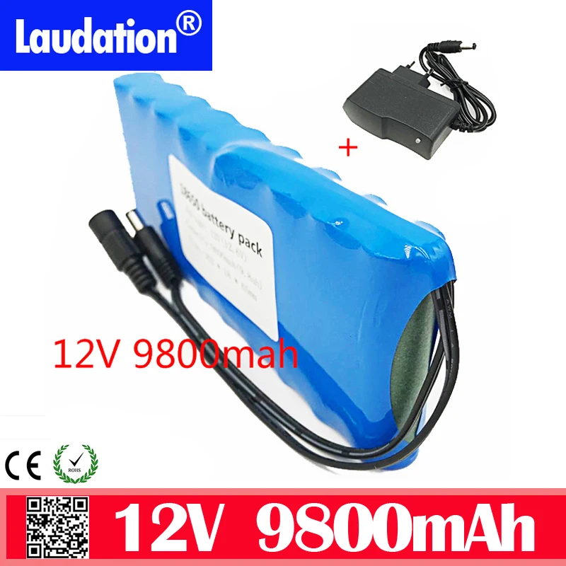 12V Батарея 18650 9.8Ah Портативный Перезаряжаемые Batteres DC 11,1 V 12,6 V 9800mAh 18650 литий-ионный аккумулятор Батарея монитор камеры cctv Laudation