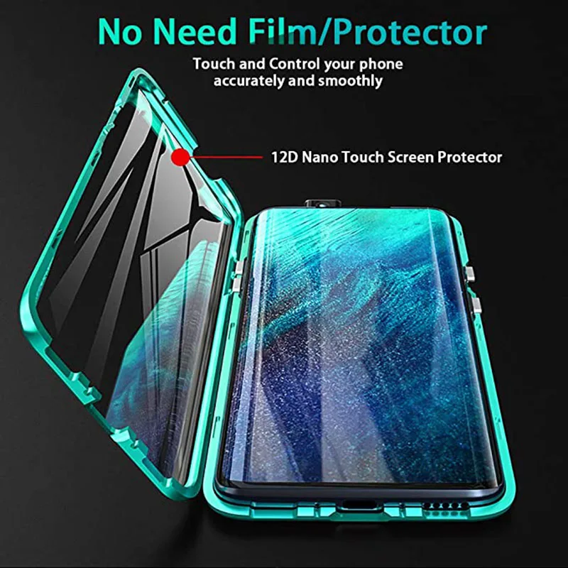

Double Side 360 Full Protection Metal Magnetic Glass Case For Oneplus 8 7 7T Pro Phone Case Cover
