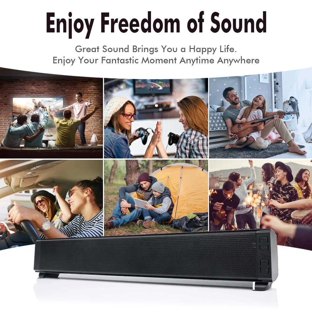 YOUXIU 20 Вт Bluetooth Саундбар беспроводные портативные колонки Hifi ТВ перезаряжаемые с