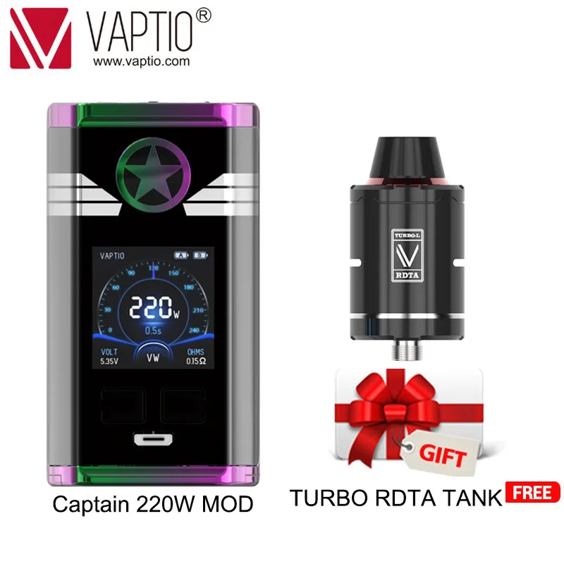 Оригинальный электронная сигарета VAPTIO 220W коробка капитана MOD с баком P3 и катушкой