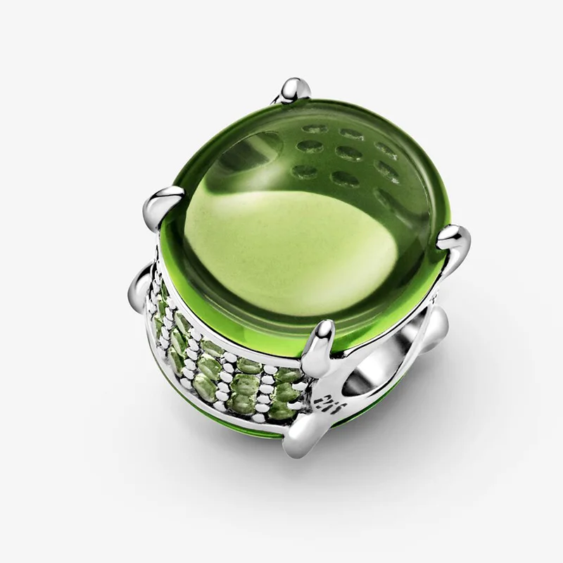 

2021 New 925 Sterling Silver Beads Blue Green Pink Rose Oval Cabochon Charms Fit Original Pandora Bracelet Women Jewelry Gift