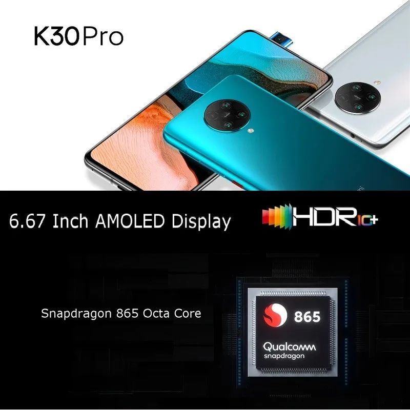 

Global Use Xiaomi Redmi K30 Pro 5G Smartphone 8G+256GB Snapdragon 865 Eight Core Full Screen 64 Million Pixels NFC Smartphone