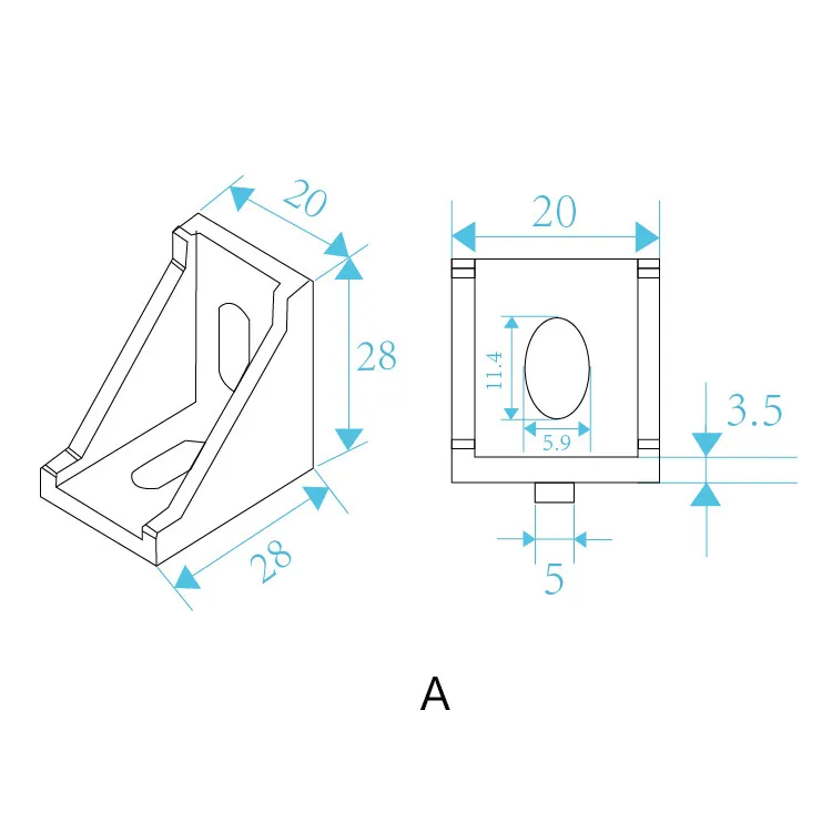 Угловой фитинг для кронштейна 2028 угловой алюминиевый крепеж 20 мм x 28 европейского