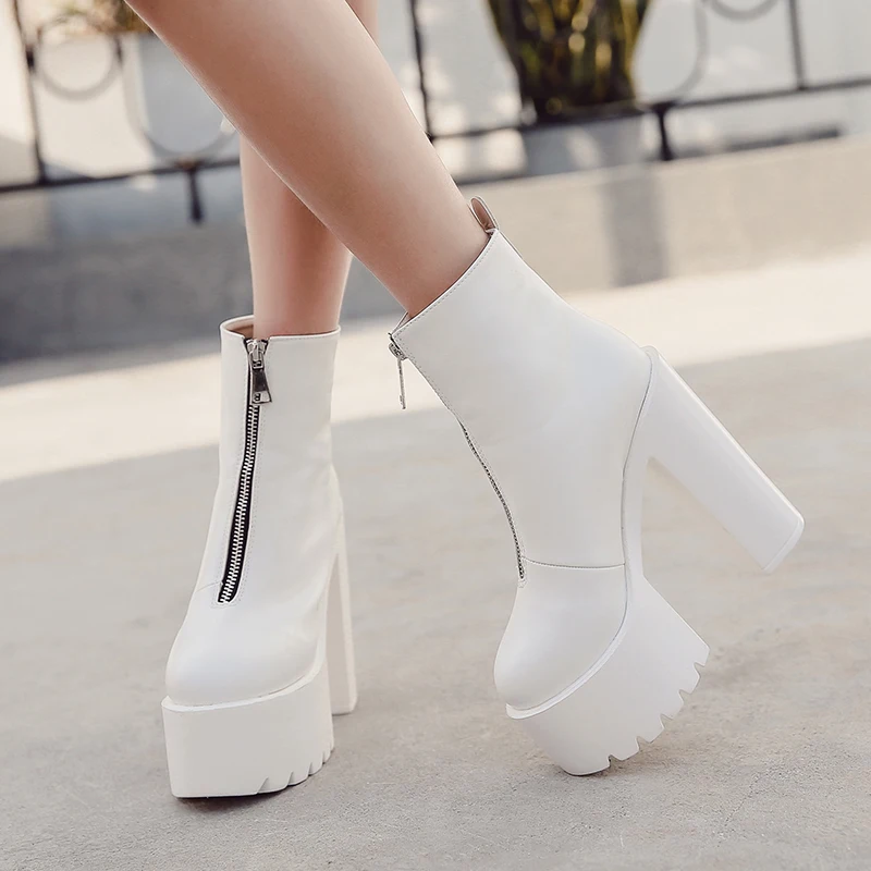 

European and American white nightclub DJ bar DS performance shoes 15cm thick heel ultra-high heel platform women's single shoes