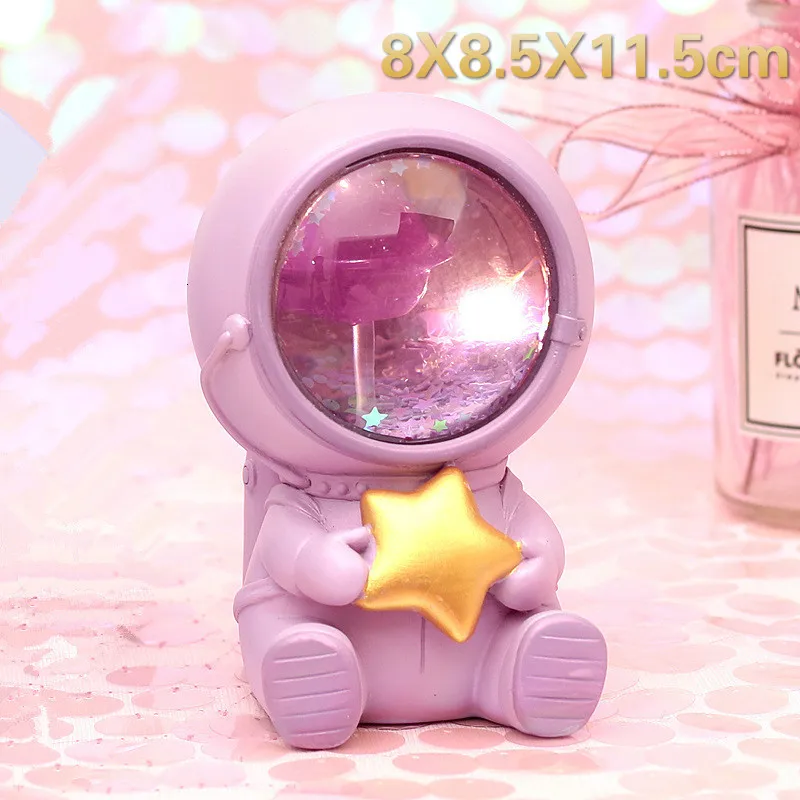 Pink Ночной светильник LEDIARY Animal Astronaut, собака, кошка, медведь, украшения, светильник для животных, настольная лампа, теплый белый декор из смолы, светильник ing - Испускаемый цвет: Pink