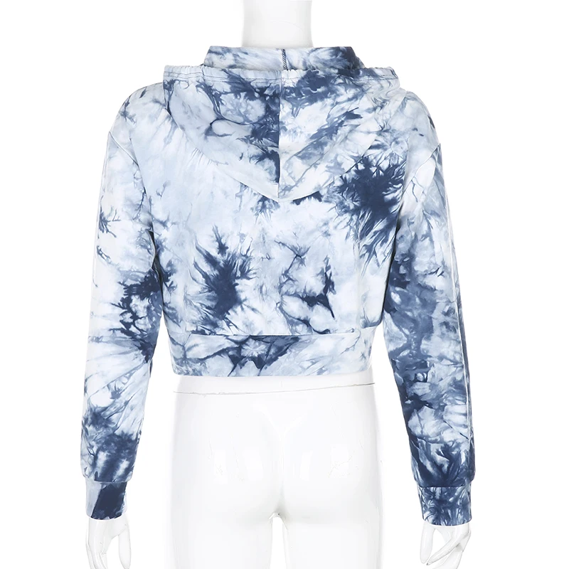 

Rapcopter Tie Dye Jackets Long Sleeve Embroidery Coat Zip Up Outfits Streetwear Women Cropped Jackets Coat Fall Winter Hoodies