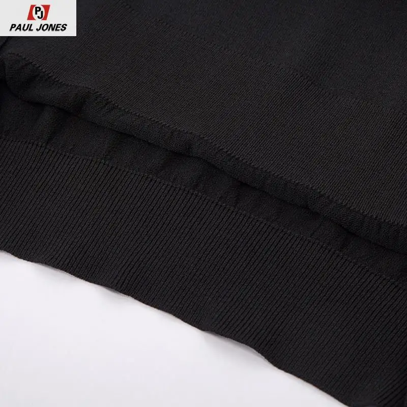 Мужские тонкие трикотажные футболки PAUL JONES с воротником-стойкой одноцветные