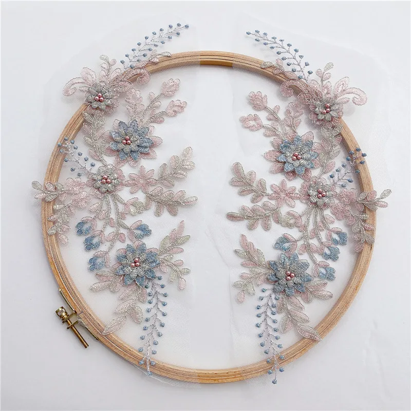 

1 PC New Style Bump Color Stereo Decal Nail Bead Lace DIY Dress Adornment Children's Wear Lace Fabric Embroidery Patch