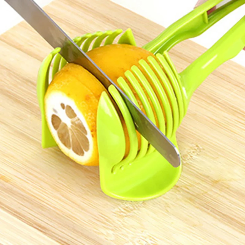 

1pc Green Plastic Vegetable Fruit Cutter Potato Tomato Onion Lemon Egg Peel Slicer Holder