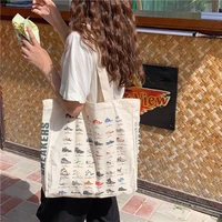 vintage camera print women canvas shoulder bag large capacity female eco shopping bags student girls travel book tote handbags