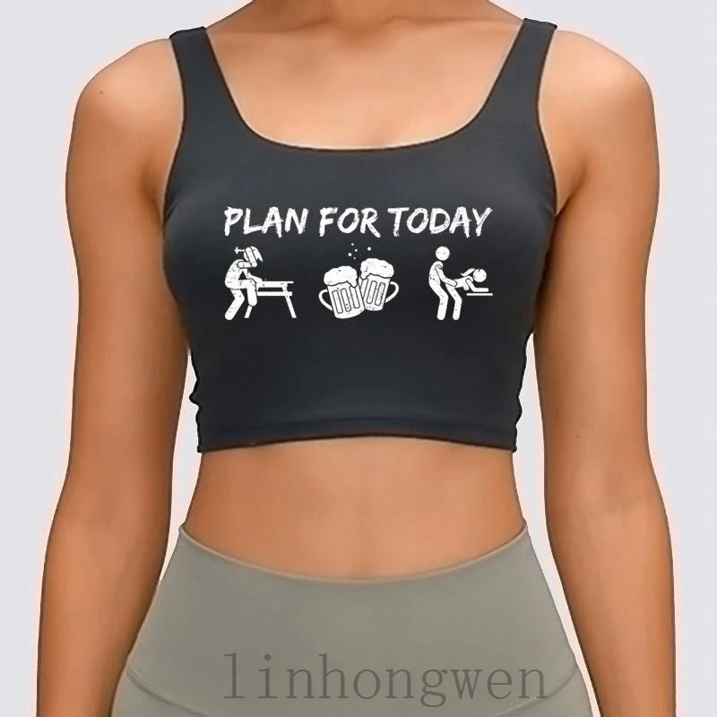 

Забавные плотник день план сборки пива/сексуальные подарок SweatCrop Топ Для женщин майка под заказ Забавный Повседневное оригинальный круглым...