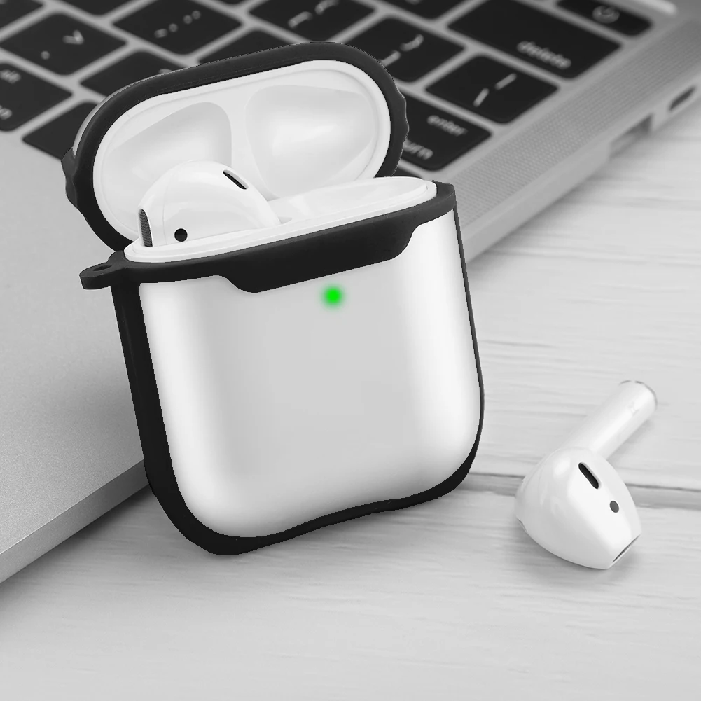 Black Прозрачный матовый чехол для AirPods, прозрачный чехол для Apple Airpods, 2 чехла, коробка для наушников, аксессуары, сумка, беспроводной Bluetooth, чехол для наушников - Цвет: Black