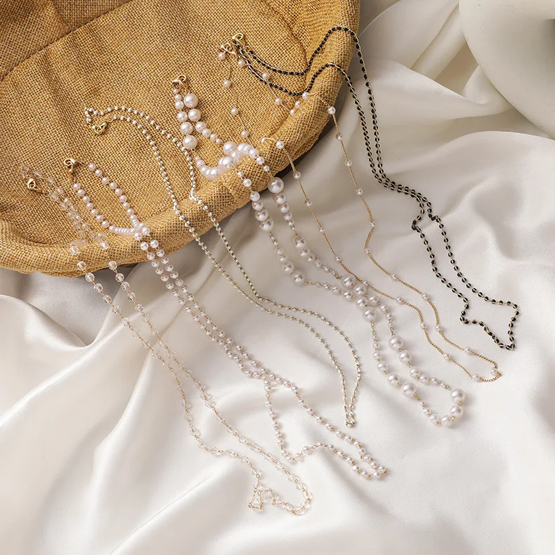 

2021 Trendy Pearl Glasses Chain Mask Chain for Women Retro Metal Sunglasses Lanyards Eyewear Cord Holder Neck Strap Dropshipping