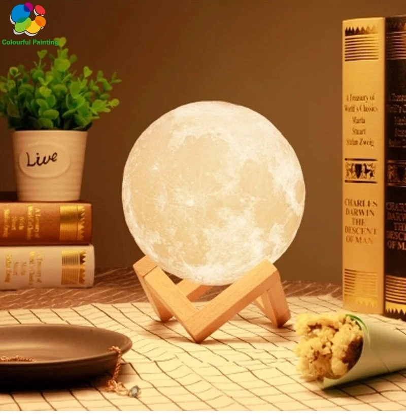 Hot Sale 3D Print Moon Lamp LED Night Light Creative 3 Color Touch Switch For Bedroom Desk Decoration Birthday Christmas Gift | Лампы и