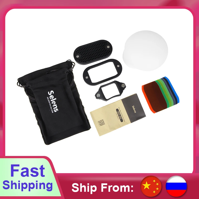 

Selens 7 Color Filters Honeycomb Grids Light Sphere Bounce Snoot Grip Lighting Modifier with Magnetic for Flash Accessories Kit