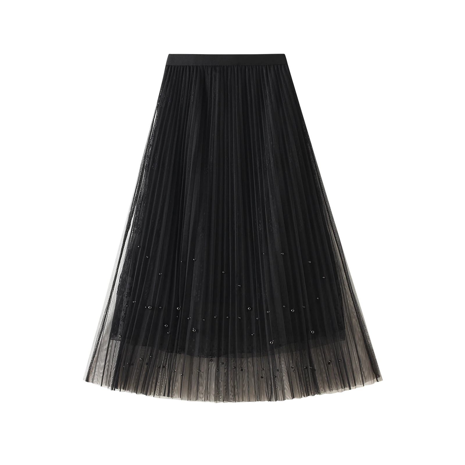 

2021 Women Summer Mesh Skirt, Adults Beaded Floral Lace A-line Skirt (White, Black, Apricot),valentines day/birthday gift