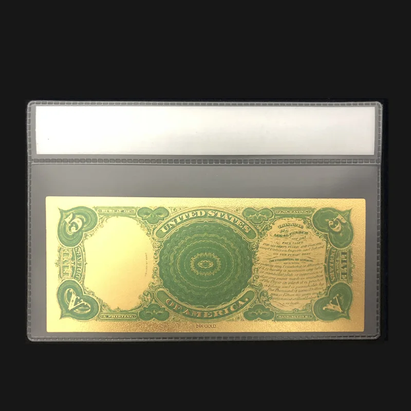 Американские Золотые банкноты Nice 1907 на 5 долларов в 24-каратном золоте поддельные