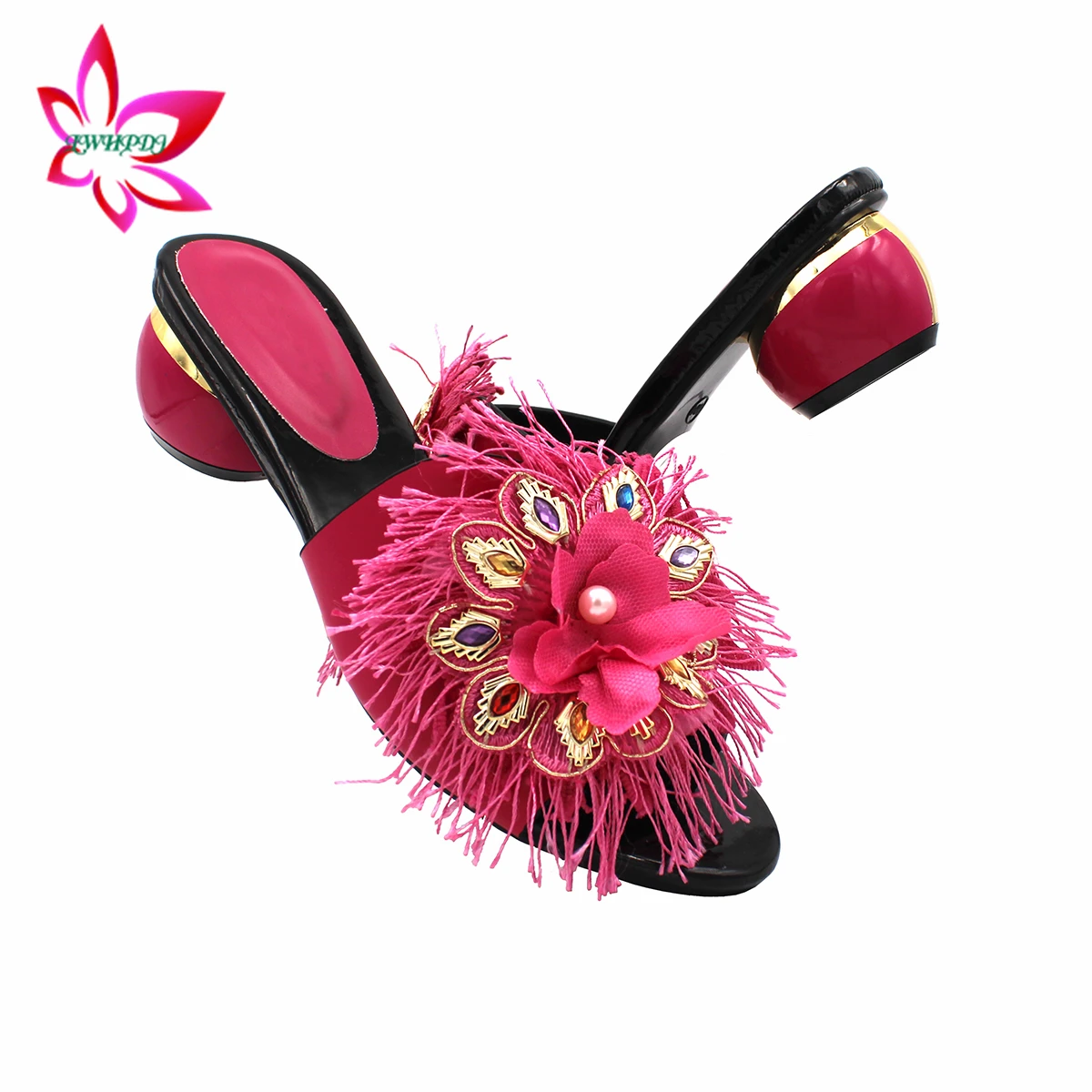 

Mature Style High Quality Comfortable Heels Italian Design in Magenta Color Nigerian Ladies Shoes for Garden Party