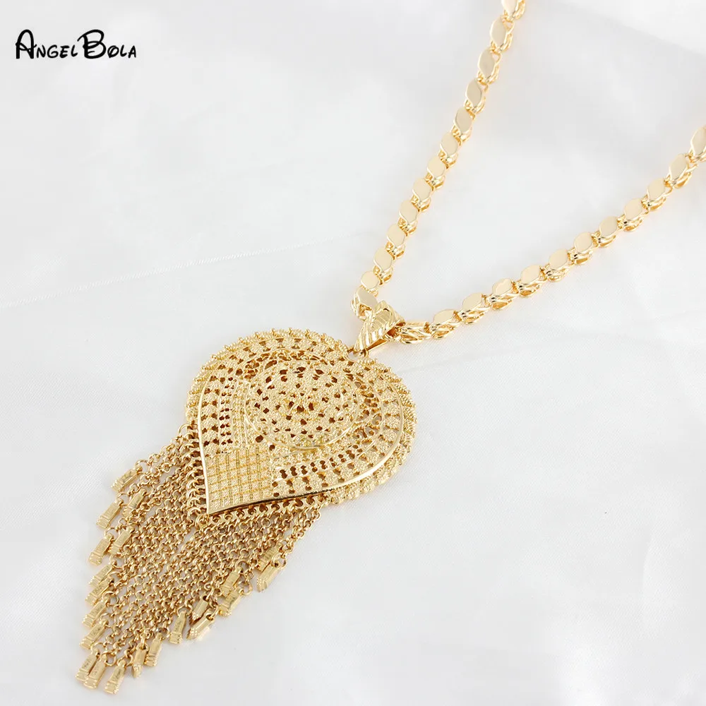 

Fashion 18K Gold Jewelry Hollow Tassel Lady Pendant Necklace Muslim Middle East Wedding Event Holiday Gift Wholesale
