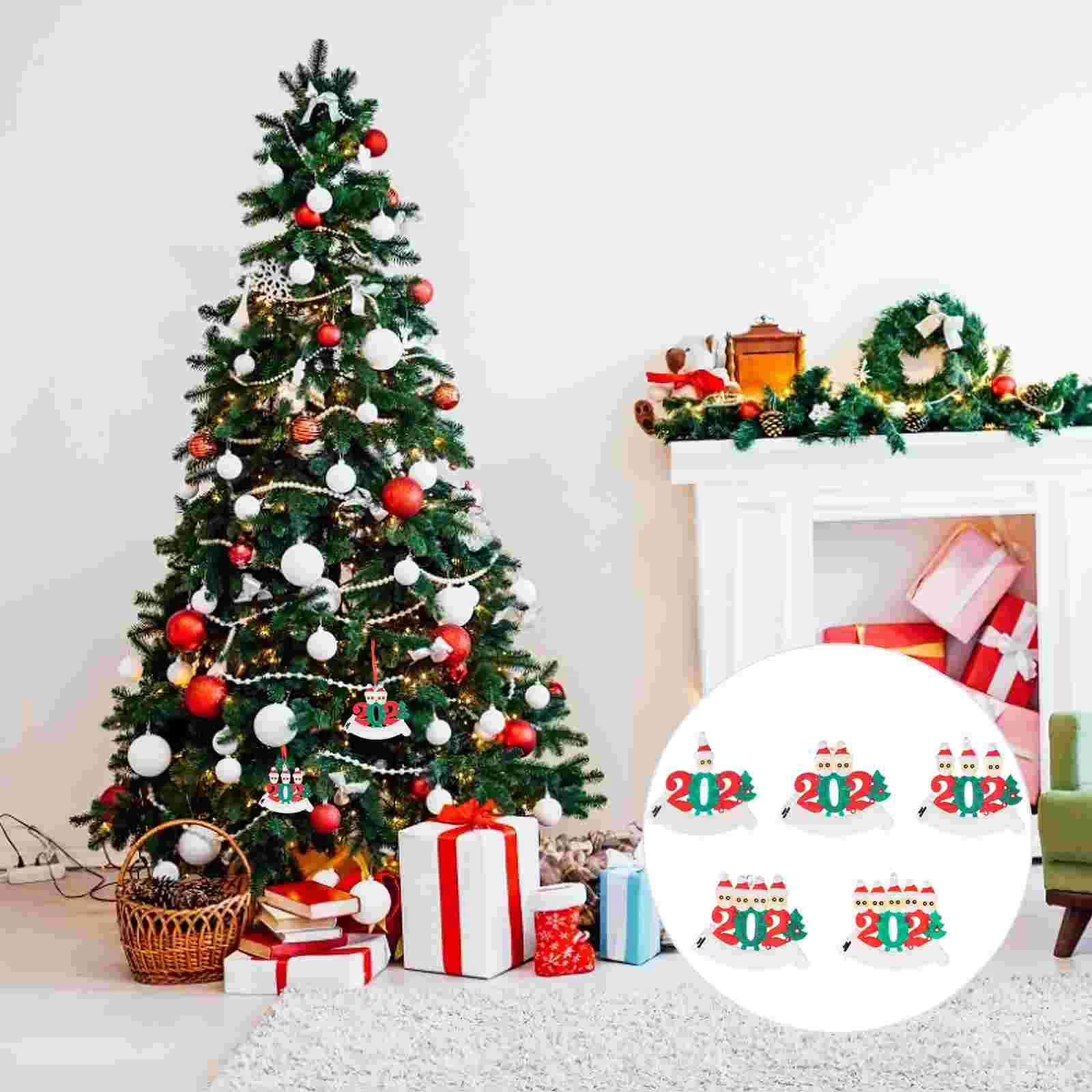 

5 Pcs Christmas Hanging Ornaments 2020 Snowman Pendants Party Hanging Adornments