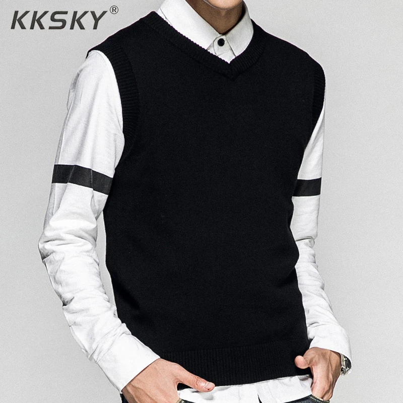 2019 Новый стиль мужской жилет однотонный пуловер Цвет свитер 100% - Цена: 848,08 - 925,45 руб.