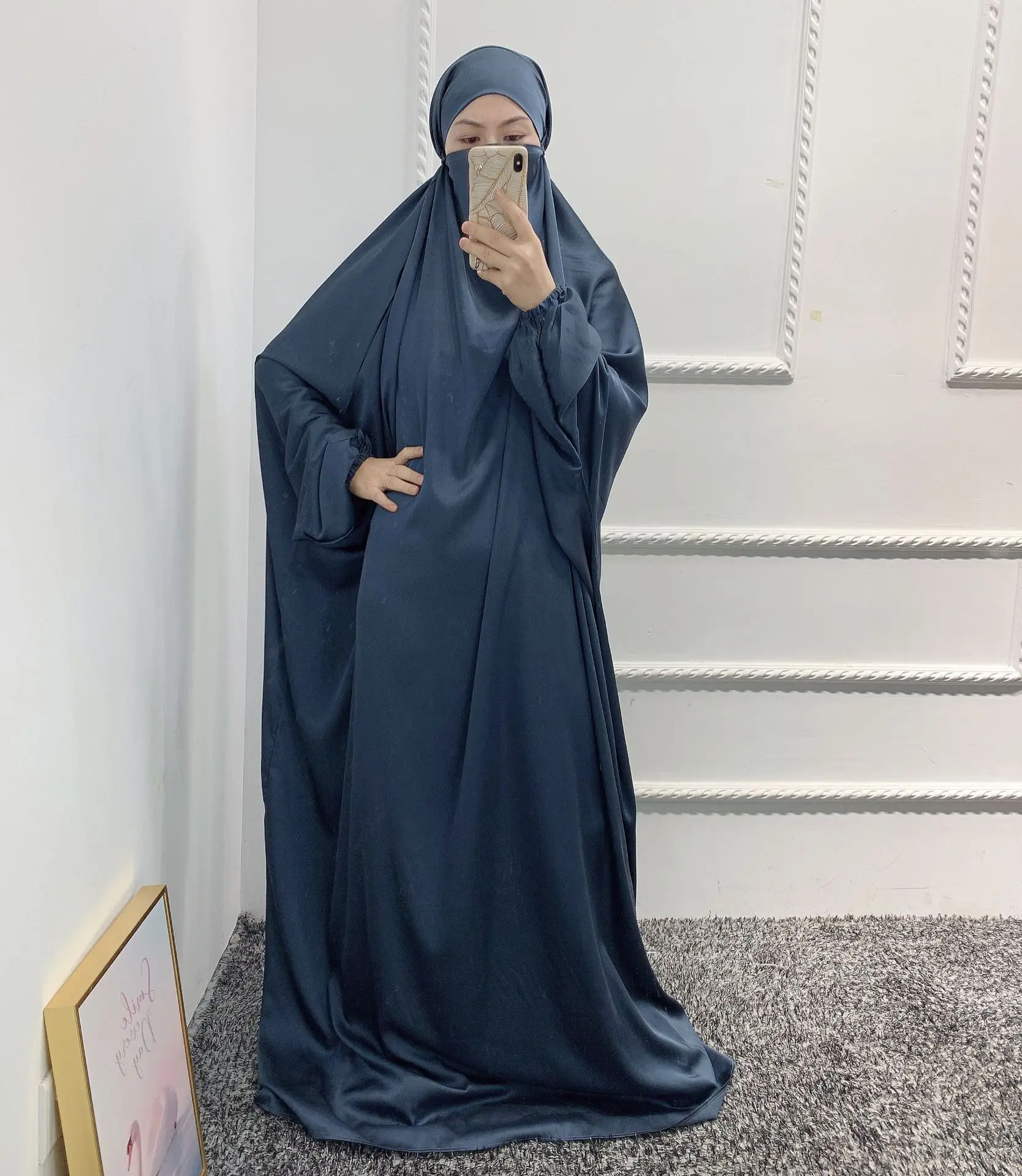 ИД мусульманская женская длинная одежда с капюшоном Khimar Paryer скромная абайя платье с полным покрытием мусульманская одежда Кафтан Jilbab Djellaba ...