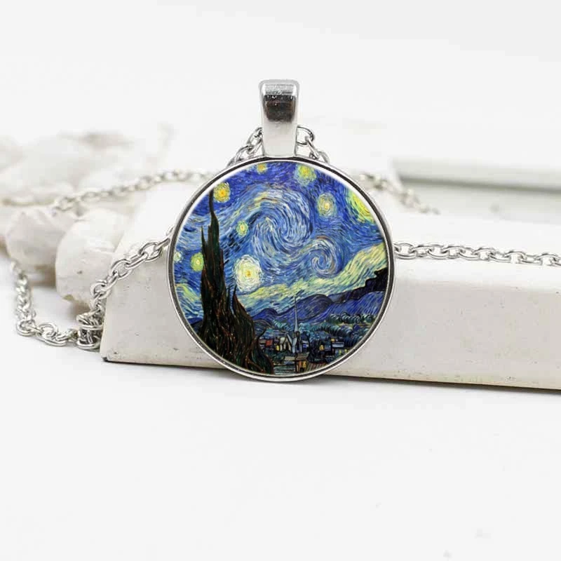 

Винтажная Подвеска из хрустального стекла Ван Гога, ожерелье из сплава, ювелирные изделия
