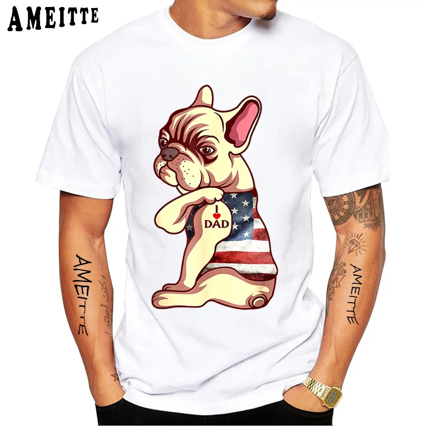 Футболка мужская с коротким рукавом топ принтом французского бульдога собаки