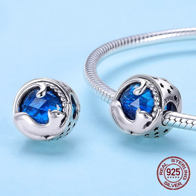 Подлинное серебро 925 пробы стеклянный кристалл кошка шарм подходит для браслета