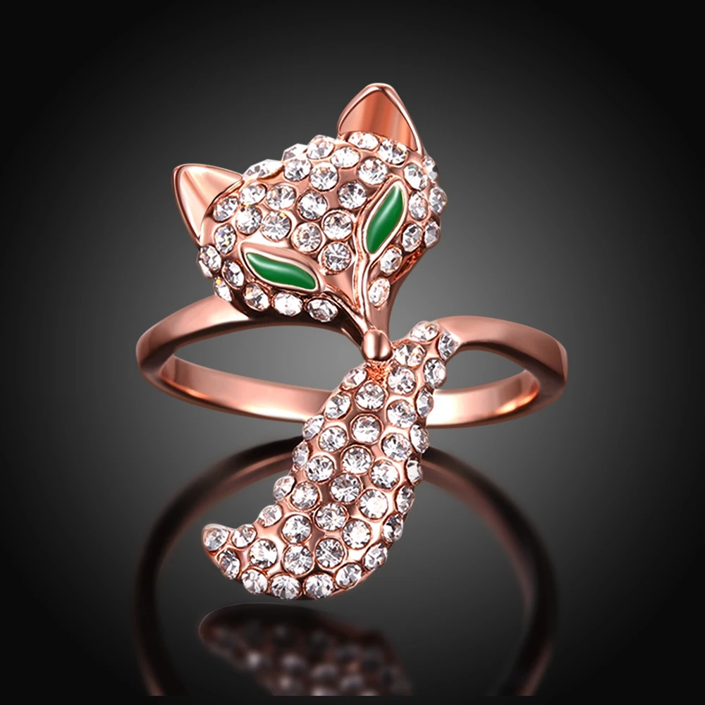 INALIS лисы с покрытием из розового золота кольца для женщин стразы Индивидуальные